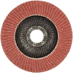 3M - 40 Grit, 7" Disc Diam, 7/8" Center Hole, Type 29 Ceramic Flap Disc - 8,500 Max RPM, Polyester Backing, Arbor Attaching System, Coated - Exact Tool & Supply