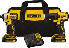 DeWALT - 20 Volt Cordless Tool Combination Kit - Includes 1/2" Brushless Compact Drill/Driver & 1/4" Brushless Impact Driver, Lithium-Ion Battery Included - Exact Tool & Supply