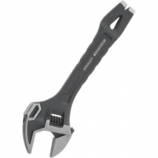 Stanley - 1-1/4" Jaw Capacity, 10" Ratcheting Adjustable Wrench - Steel, Black Oxide Finish, 10" OAL - Exact Tool & Supply