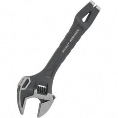 Stanley - 1-1/4" Jaw Capacity, 10" Ratcheting Adjustable Wrench - Steel, Black Oxide Finish, 10" OAL - Exact Tool & Supply