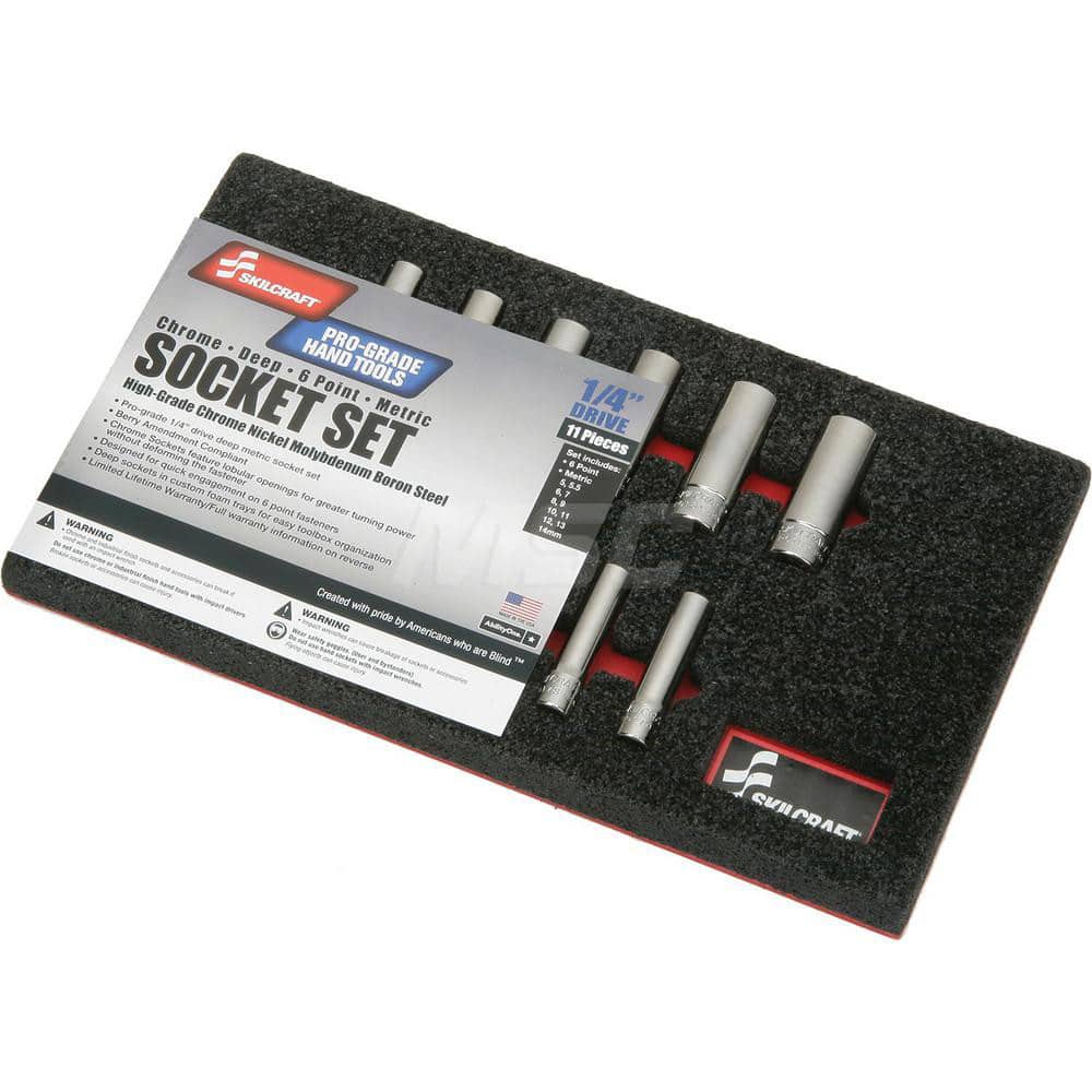 Ability One - 11 Pc 1/4" Drive Deep Socket Set - Exact Tool & Supply