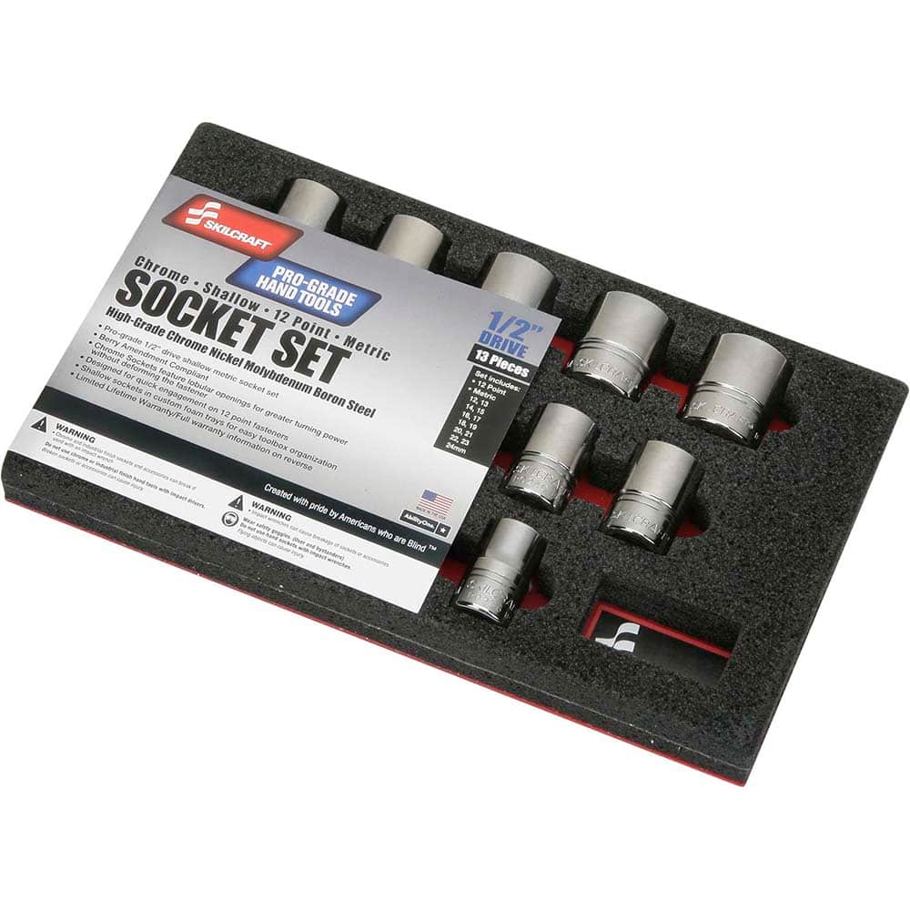Ability One - 13 Pc 1/2" Drive Deep Socket Set - Exact Tool & Supply