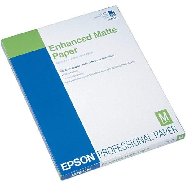 Epson - 8-1/2" x 11" White Photo Paper - Use with Inkjet Printers - Exact Tool & Supply