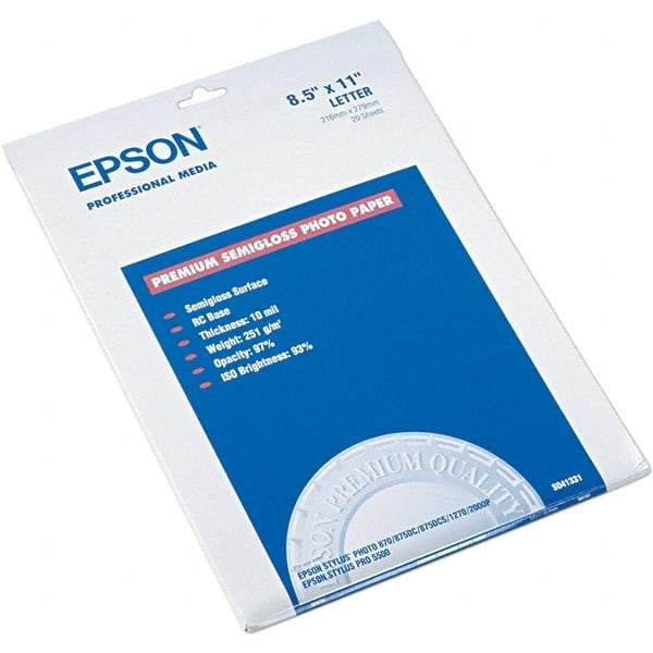 Epson - 8-1/2" x 11" White Photo Paper - Use with Inkjet Printers - Exact Tool & Supply