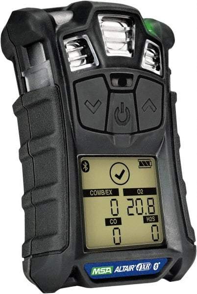 MSA - Audible, Vibration & Visual Alarm, LCD Display, Multi-Gas Detector - Monitors LEL, Oxygen, Hydrogen Sulfide & Carbon Monoxide - Exact Tool & Supply