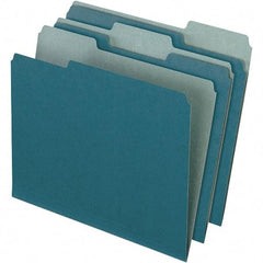 Pendaflex - 9-1/2 x 11-5/8", Letter Size, Blue, File Folders with Top Tab - 11 Point Stock, Assorted Tab Cut Location - Exact Tool & Supply