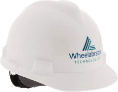 MSA - ANSI Type I, Class E Rated, 4-Point, Ratchet Adjustment Hard Hat - Blue, Standard Brim, Wheelbrator - Exact Tool & Supply