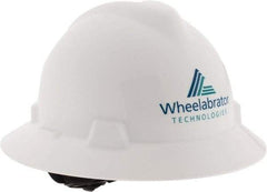MSA - ANSI Type I, Class E Rated, 4-Point, Ratchet Adjustment Hard Hat - Blue, Full Brim, Wheelbrator - Exact Tool & Supply