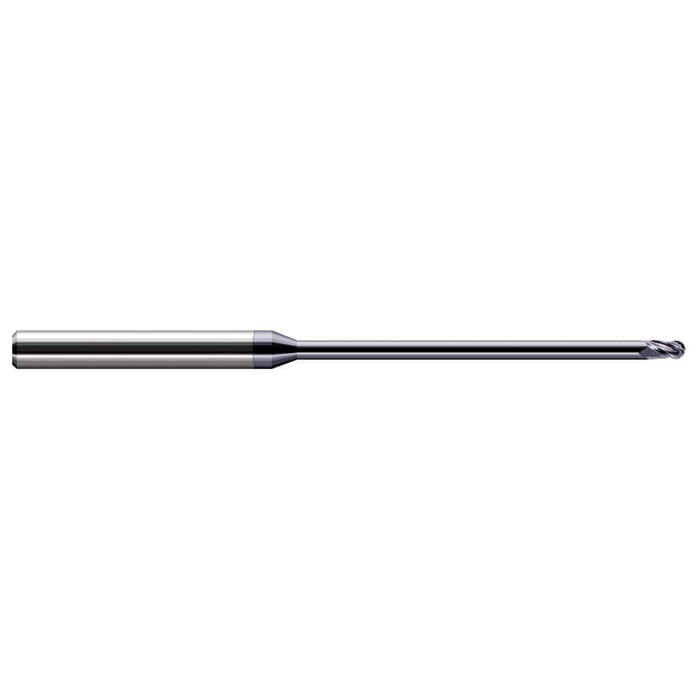 Harvey Tool - Ball End Mills; Mill Diameter (Decimal Inch): 0.0400 ; Number of Flutes: 3 ; Length of Cut (Decimal Inch): 0.0600 ; Material: Solid Carbide ; Overall Length (Inch): 2-1/2 ; Overall Length (Decimal Inch): 2.50000 - Exact Tool & Supply