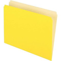Pendaflex - 9-1/2 x 11-5/8", Letter Size, Yellow, File Folders with Top Tab - 11 Point Stock, Straight Tab Cut Location - Exact Tool & Supply