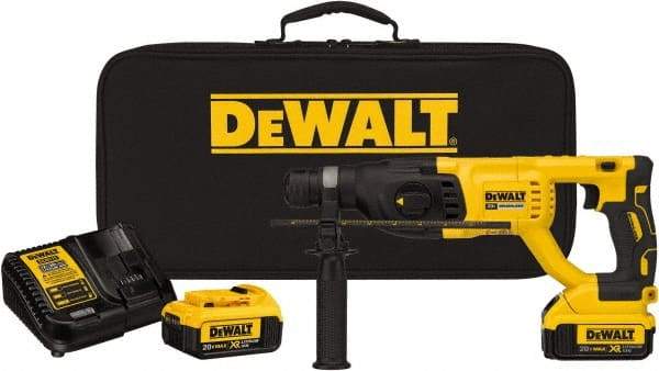 DeWALT - 20 Volt 1" SDS Plus Chuck Cordless Rotary Hammer - 0 to 5,550 BPM, 0 to 1,500 RPM, Reversible - Exact Tool & Supply