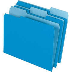 Pendaflex - 9-1/2 x 11-5/8", Letter Size, Blue/Light Blue, File Folders with Top Tab - 11 Point Stock, Assorted Tab Cut Location - Exact Tool & Supply