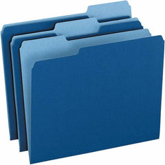 Pendaflex - 9-1/2 x 11-5/8", Letter Size, Navy Blue, File Folders with Top Tab - 11 Point Stock, Assorted Tab Cut Location - Exact Tool & Supply