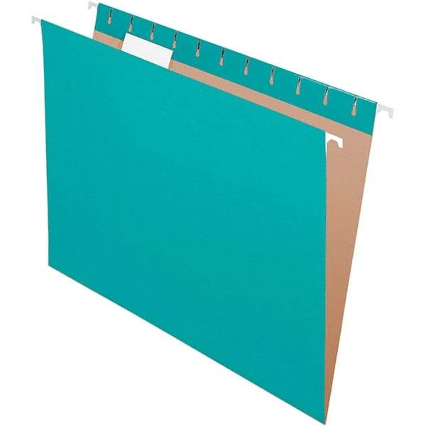 Pendaflex - 8-1/2 x 11", Letter Size, Aqua, Hanging File Folder - 11 Point Stock, 1/5 Tab Cut Location - Exact Tool & Supply