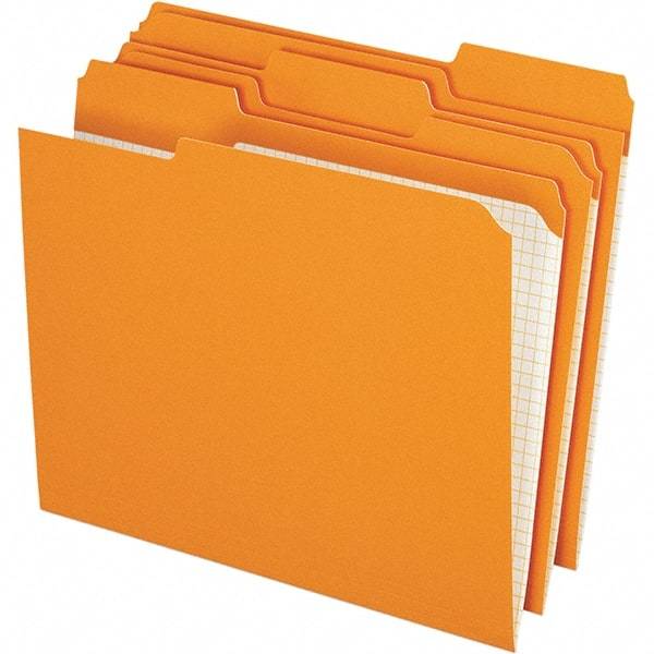Pendaflex - 9-1/2 x 11-5/8", Letter Size, Orange, File Folders with Top Tab - 11 Point Stock, Assorted Tab Cut Location - Exact Tool & Supply