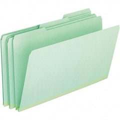 Pendaflex - 9-1/2 x 14-5/8", Legal, Green, File Folders with Top Tab - 25 Point Stock, Assorted Tab Cut Location - Exact Tool & Supply