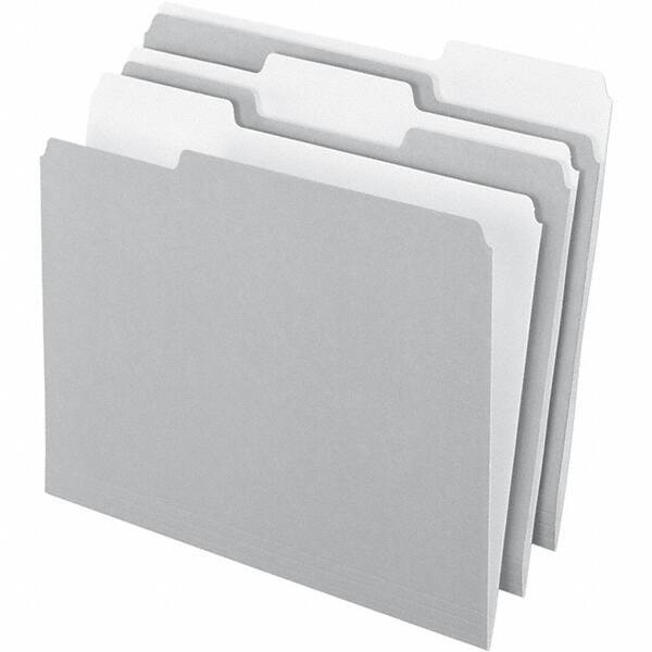 Pendaflex - 11-5/8 x 9-3/16", Letter Size, Gray, File Folders with Top Tab - 11 Point Stock, Assorted Tab Cut Location - Exact Tool & Supply