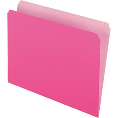 Pendaflex - 9-1/2 x 11-5/8", Letter Size, Pink, File Folders with Top Tab - 11 Point Stock, Straight Tab Cut Location - Exact Tool & Supply