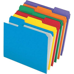 Pendaflex - 9-1/2 x 11-5/8", Letter Size, Assorted Colors, File Folders with Top Tab - 11 Point Stock, Assorted Tab Cut Location - Exact Tool & Supply