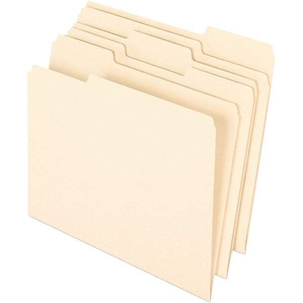 Pendaflex - 9-1/2 x 11-5/8", Letter Size, Manila, File Folders with Top Tab - 11 Point Stock, Assorted Tab Cut Location - Exact Tool & Supply