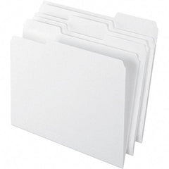 Pendaflex - 9-1/2 x 11-5/8", Letter Size, White, File Folders with Top Tab - 11 Point Stock, Assorted Tab Cut Location - Exact Tool & Supply