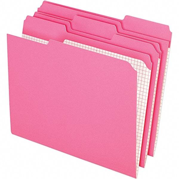 Pendaflex - 10 x 12", Letter Size, Pink, File Folders with Top Tab - 11 Point Stock, Assorted Tab Cut Location - Exact Tool & Supply