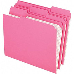 Pendaflex - 10 x 12", Letter Size, Pink, File Folders with Top Tab - 11 Point Stock, Assorted Tab Cut Location - Exact Tool & Supply
