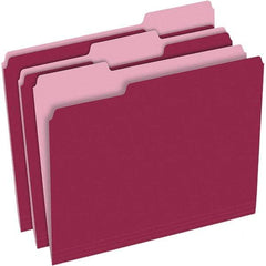 Pendaflex - 9-1/2 x 11-5/8", Letter Size, Burgundy, File Folders with Top Tab - 11 Point Stock, Assorted Tab Cut Location - Exact Tool & Supply