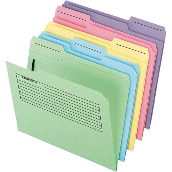 Pendaflex - 11-5/8 x 9-1/2", Letter Size, Assorted Colors, File Folders with Top Tab - 11 Point Stock, Assorted Tab Cut Location - Exact Tool & Supply