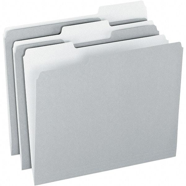 Pendaflex - 9-1/2 x 11-5/8", Letter Size, Gray/Light Gray, File Folders with Top Tab - 11 Point Stock, Assorted Tab Cut Location - Exact Tool & Supply