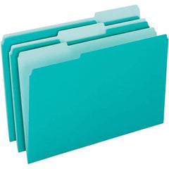 Pendaflex - 11-5/8 x 9-3/16", Letter Size, Aqua, File Folders with Top Tab - 11 Point Stock, Assorted Tab Cut Location - Exact Tool & Supply