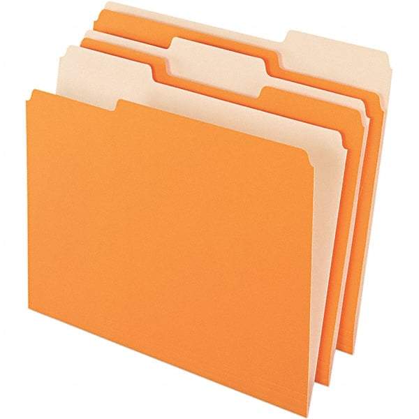 Pendaflex - 9-1/2 x 11-5/8", Letter Size, Orange/Light Orange, File Folders with Top Tab - 11 Point Stock, Assorted Tab Cut Location - Exact Tool & Supply