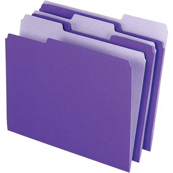 Pendaflex - 11-5/8 x 9-3/16", Letter Size, Violet, File Folders with Top Tab - 11 Point Stock, Assorted Tab Cut Location - Exact Tool & Supply