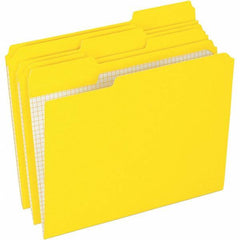 Pendaflex - 9-1/2 x 11-5/8", Letter Size, Yellow, File Folders with Top Tab - 11 Point Stock, Assorted Tab Cut Location - Exact Tool & Supply