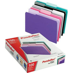 Pendaflex - 11-5/8 x 9-3/16", Letter Size, Assorted Colors, File Folders with Top Tab - 11 Point Stock, Assorted Tab Cut Location - Exact Tool & Supply