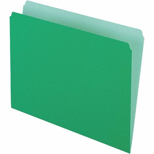 Pendaflex - 9-1/2 x 11-5/8", Letter Size, Green/Light Green, File Folders with Top Tab - 11 Point Stock, Straight Tab Cut Location - Exact Tool & Supply