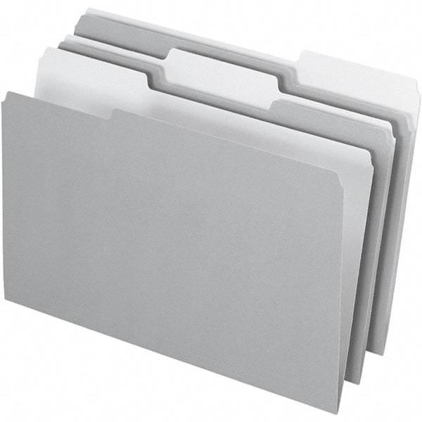 Pendaflex - 14-5/8 x 9-3/16", Legal, Gray, File Folders with Top Tab - 11 Point Stock, Assorted Tab Cut Location - Exact Tool & Supply