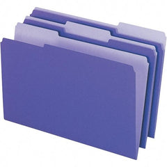 Pendaflex - 14-5/8 x 9-3/16", Legal, Violet, File Folders with Top Tab - 11 Point Stock, Assorted Tab Cut Location - Exact Tool & Supply