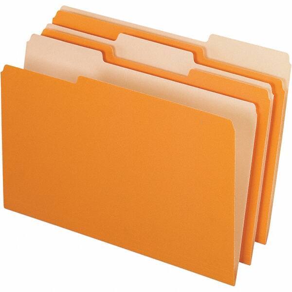 Pendaflex - 9-1/2 x 14-5/8", Legal, Orange/Light Orange, File Folders with Top Tab - 11 Point Stock, Assorted Tab Cut Location - Exact Tool & Supply