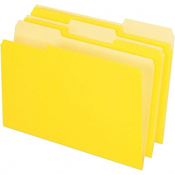 Pendaflex - 9-1/2 x 14-5/8", Legal, Yellow, File Folders with Top Tab - 11 Point Stock, Assorted Tab Cut Location - Exact Tool & Supply