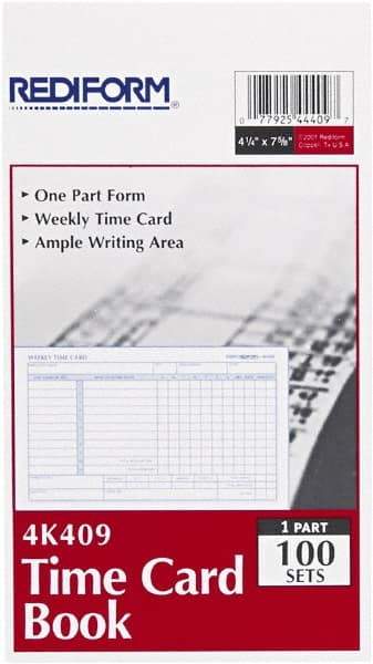 REDIFORM - 29/32" High x 4-13/64" Wide Weekly Time Cards - Use with Manual Time Record - Exact Tool & Supply