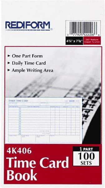 REDIFORM - 29/32" High x 4-13/64" Wide Daily Time Cards - Use with Manual Time Record - Exact Tool & Supply