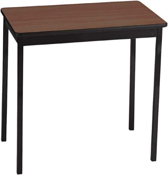 Barricks - 18" Long x 30" Wide x 30" High Stationary Rectangular Utility Tables - 3/4" Thick, Walnut & Black, Wood Grain Laminate/Steel - Exact Tool & Supply