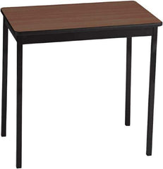 Barricks - 18" Long x 30" Wide x 30" High Stationary Rectangular Utility Tables - 3/4" Thick, Walnut & Black, Wood Grain Laminate/Steel - Exact Tool & Supply