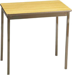 Barricks - 18" Long x 30" Wide x 30" High Stationary Rectangular Utility Tables - 3/4" Thick, Oak & Brown, Wood Grain Laminate/Steel - Exact Tool & Supply