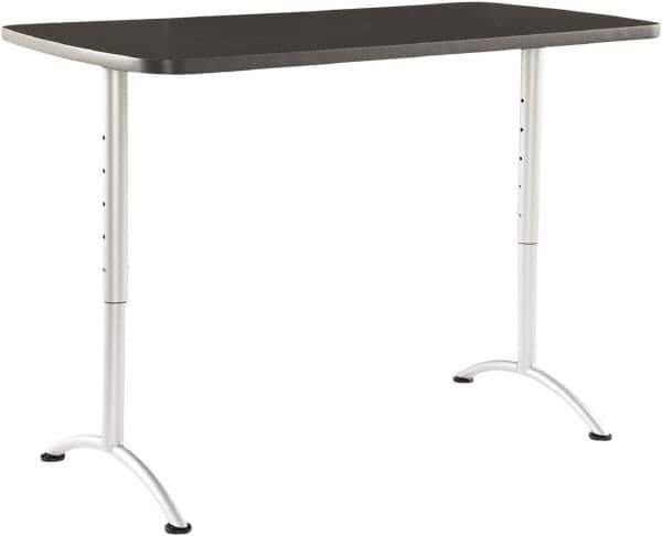 ICEBERG - 60" Long x 30" Wide x 42" High Stationary Rectangular Conference Table - 1-1/8" Thick, Graphite (Color), Melamine/Laminate/Steel - Exact Tool & Supply
