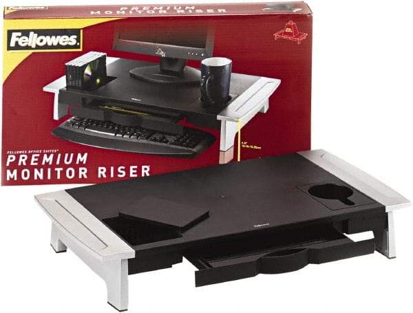 FELLOWES - Black & Silver Monitor Riser - Use with Monitor - Exact Tool & Supply