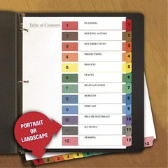Universal One - 11 x 8 1/2" 8 Tabs, 3-Hole Punched, Tab Divider - Multicolor Tabs, White Folder - Exact Tool & Supply