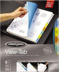 Wilson Jones - 11 x 8 1/2" 12 Tabs, 3-Hole Punched, Tab Divider - Multicolor Tabs, Multi-Color Folder - Exact Tool & Supply