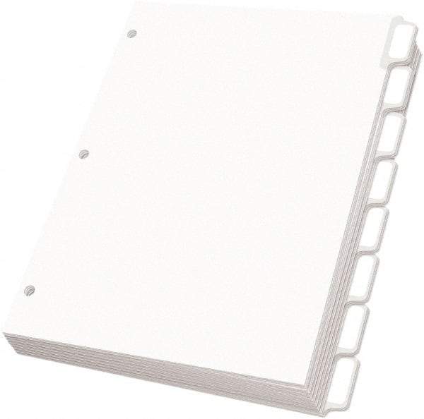 OXFORD - 11 x 8 1/2" 5 Tabs, 3-Hole Punched, Self-Stick Tab - White - Exact Tool & Supply